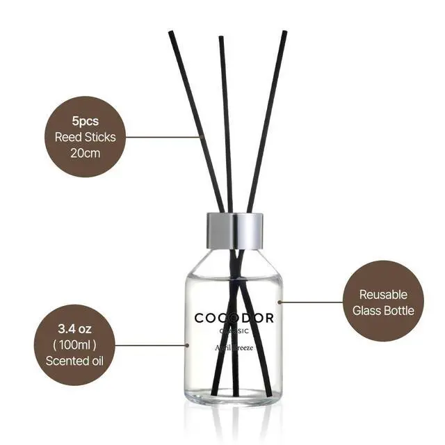 Alt view image 3 of 7 - Classic Reed Diffuser/Cashmere Vanilla/3.4oz(100ml)/1 Pack/Home Fragrance Scent Essential Oil Stick Diffuser for Bedroom Bathroom Home Décor