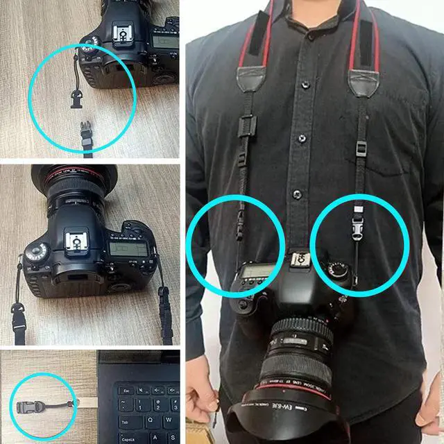 Alt view image 6 of 7 - Camera Quick Release Strap Adjustable Quick Release Buckles for Nikon DSLR Camera Strap Quick Release QD Loops Clips Connector Buckle Connect Adapter to Lug Split Rings Adaptor Camera Neck Strap