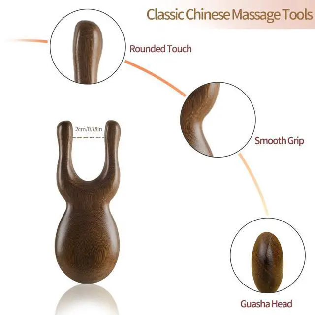 Alt view image 4 of 7 - Wooden Gua Sha Facial Tools - Head Massager Sandalwood Wood Massage Tool for Face Nose Eye - Multifunctional Wood Therapy Massager Tools - Handheld Meridians Acupressure Tool - Gift for Women Men Mom