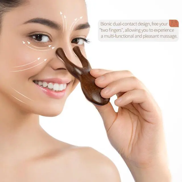Alt view image 5 of 7 - Wooden Gua Sha Facial Tools - Head Massager Sandalwood Wood Massage Tool for Face Nose Eye - Multifunctional Wood Therapy Massager Tools - Handheld Meridians Acupressure Tool - Gift for Women Men Mom