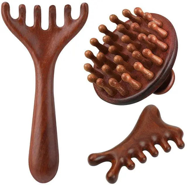 Main image of 3 Pcs Wooden Head Scalp Massager Comb, Head Massage Tool for Relaxation Hair Gua Sha Comb