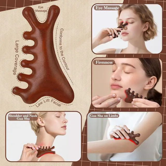 Alt view image 4 of 7 - 3 Pcs Wooden Head Scalp Massager Comb, Head Massage Tool for Relaxation Hair Gua Sha Comb