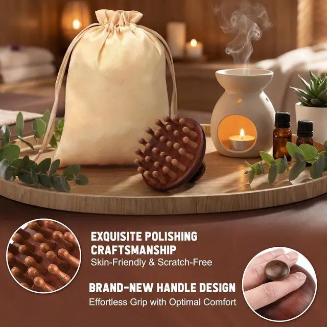 Alt view image 5 of 7 - 3 Pcs Wooden Head Scalp Massager Comb, Head Massage Tool for Relaxation Hair Gua Sha Comb