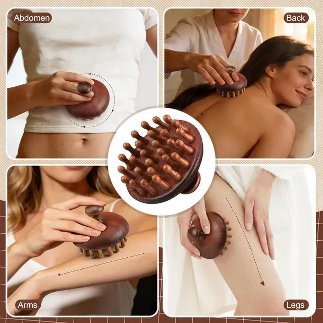 Alt view image 6 of 7 - 3 Pcs Wooden Head Scalp Massager Comb, Head Massage Tool for Relaxation Hair Gua Sha Comb