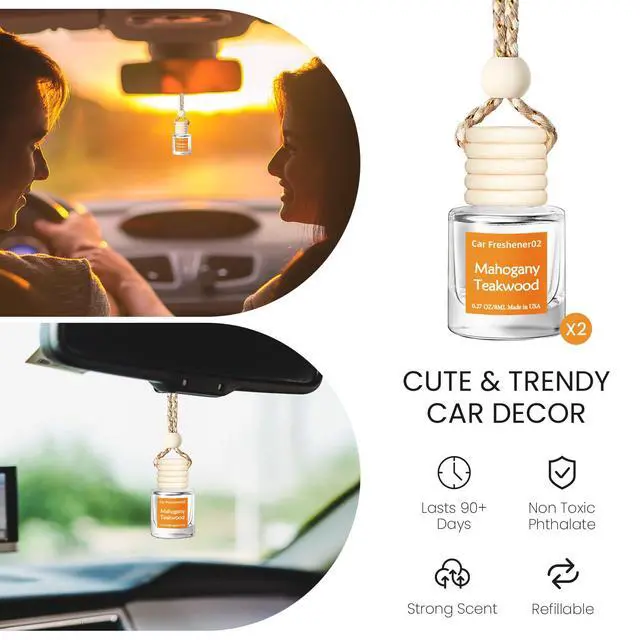 Alt view image 3 of 6 - Hanging Car Air Freshener, Long Lasting Scent, Cute Air Fresheners for Women, 2 Pack Non-Toxic Essential Oil Diffuser, Made in USA
