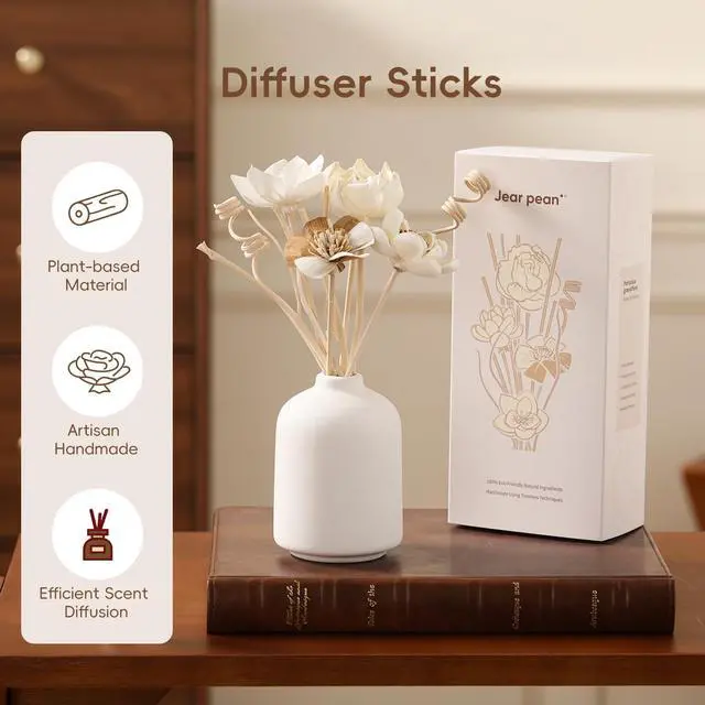 Alt view image 2 of 7 - Reed Diffuser Sticks, Reed Diffuser Sticks Flowers, Reed Diffusers Set for Bathroom, Reeds Diffuser for Home, Bedroom Decor, Office,12Pcs, Natural Flower