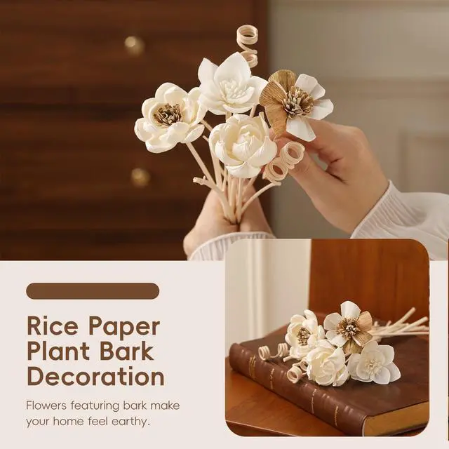 Alt view image 4 of 7 - Reed Diffuser Sticks, Reed Diffuser Sticks Flowers, Reed Diffusers Set for Bathroom, Reeds Diffuser for Home, Bedroom Decor, Office,12Pcs, Natural Flower