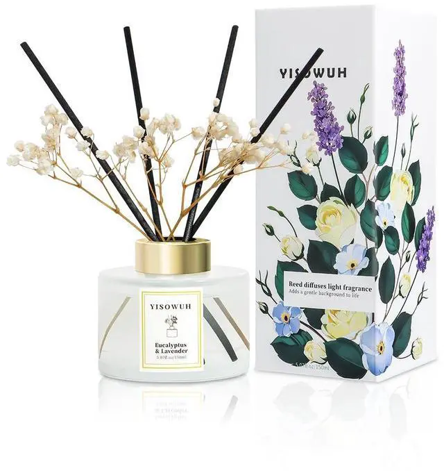 Main image of Reed Diffuser Set,5.07 fl oz (150 ml) - Eucalyptus & Lavender Oil Diffusers with 8 Reed Sticks,Home Fragrance Reed Diffuser for Bathroom Shelf Decor