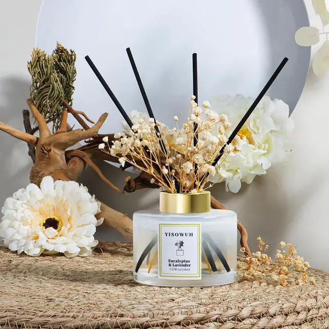 Alt view image 5 of 7 - Reed Diffuser Set,5.07 fl oz (150 ml) - Eucalyptus & Lavender Oil Diffusers with 8 Reed Sticks,Home Fragrance Reed Diffuser for Bathroom Shelf Decor