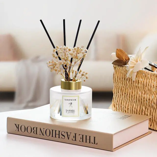 Alt view image 4 of 7 - Reed Diffuser Set,5.07 fl oz (150 ml) - Eucalyptus & Lavender Oil Diffusers with 8 Reed Sticks,Home Fragrance Reed Diffuser for Bathroom Shelf Decor
