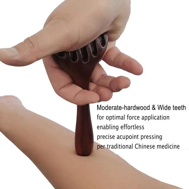 Alt view image 7 of 7 - Wooden Self Care Facial Reflexology Hand Self-Massage for Head, Neck and Back, Set of 2 Wood Massage Tools