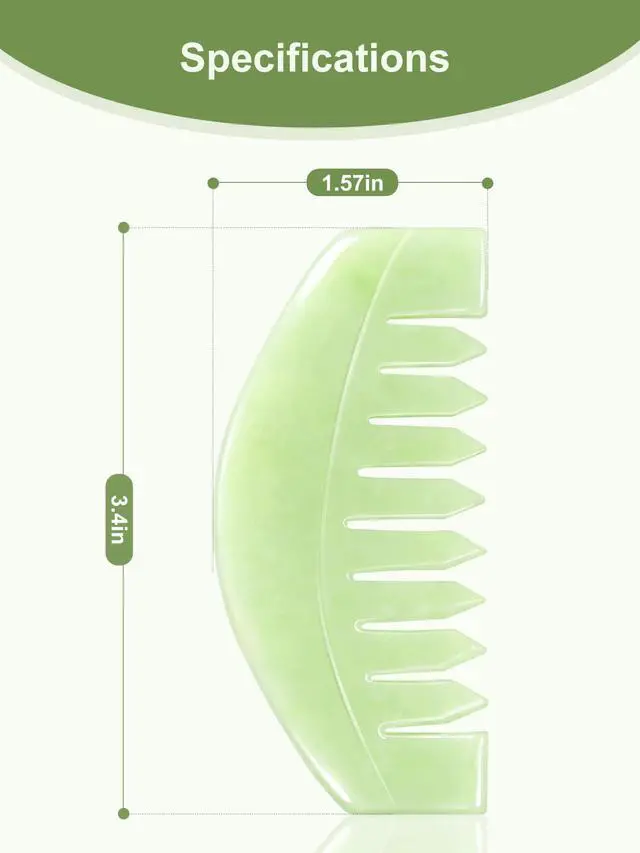 Alt view image 2 of 7 - 2 PCS Natural Jade Massage Comb, Guasha Scraping Scalp Comb, Multi-Functional Handheld Head Massage Tools, Meridians Massager for Head Caring, Relaxation, Physical Therapy, Acupoint Treatment