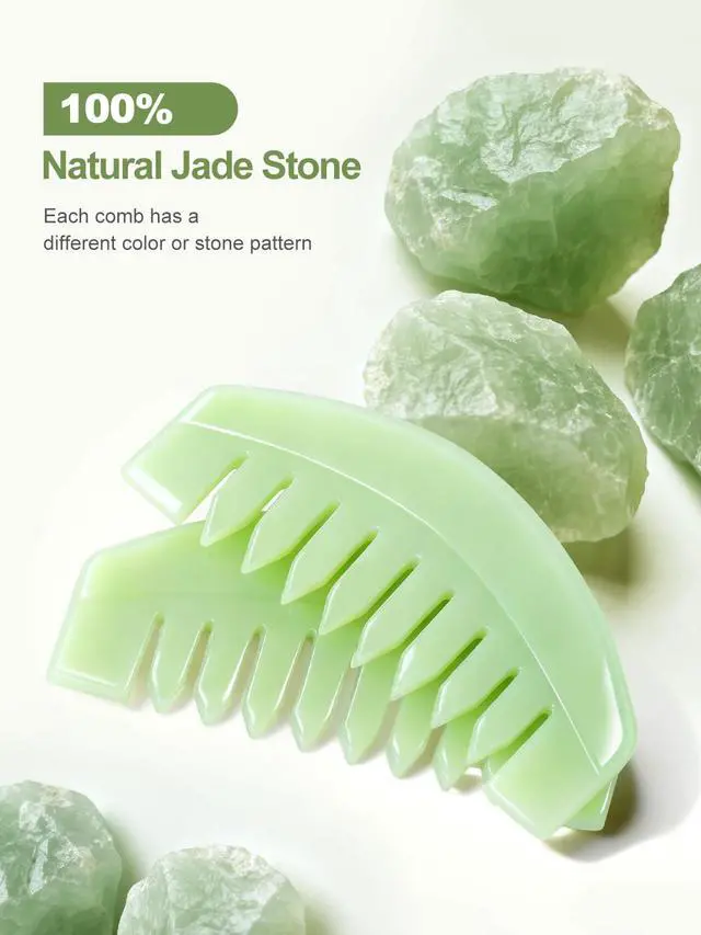 Alt view image 5 of 7 - 2 PCS Natural Jade Massage Comb, Guasha Scraping Scalp Comb, Multi-Functional Handheld Head Massage Tools, Meridians Massager for Head Caring, Relaxation, Physical Therapy, Acupoint Treatment