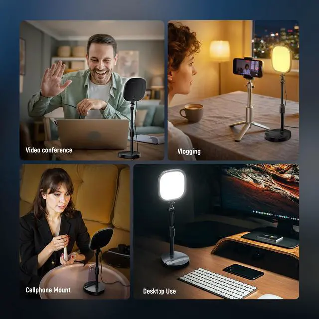 Alt view image 7 of 7 - Basics 5" Full Screen LED Ring Light with Stand for Desk Video Calls, CRI95, 10W Bi Color Edge Lit Zoom Conference Lighting for Computer Laptop Webcam Phone Streaming Recording, NL10