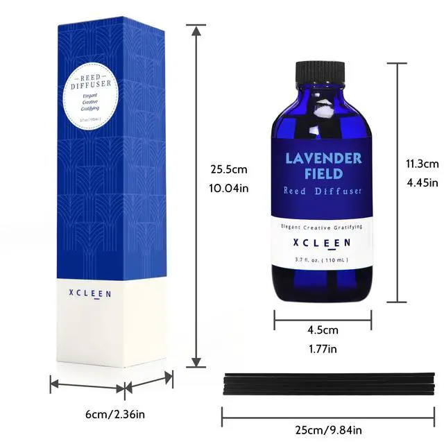 Alt view image 2 of 6 - Reed Diffuser Set, Lavender Field Oil Diffuser with Sticks, Long-Lasting Home Fragrance Reed Diffusers for Bathroom Shelf Office Decor, Luxury Air Fresheners 3.7 oz(110ml)