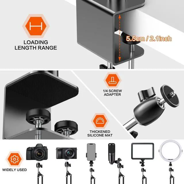 Alt view image 3 of 7 - Overhead Camera Mount, Desk Camera Mount with Articulating Arm
