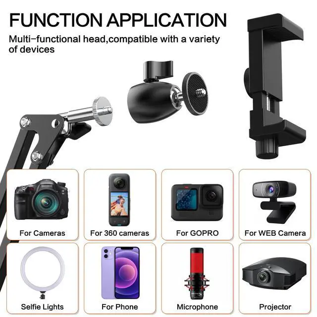 Alt view image 5 of 7 - Overhead Camera Mount, Desk Camera Mount with Articulating Arm