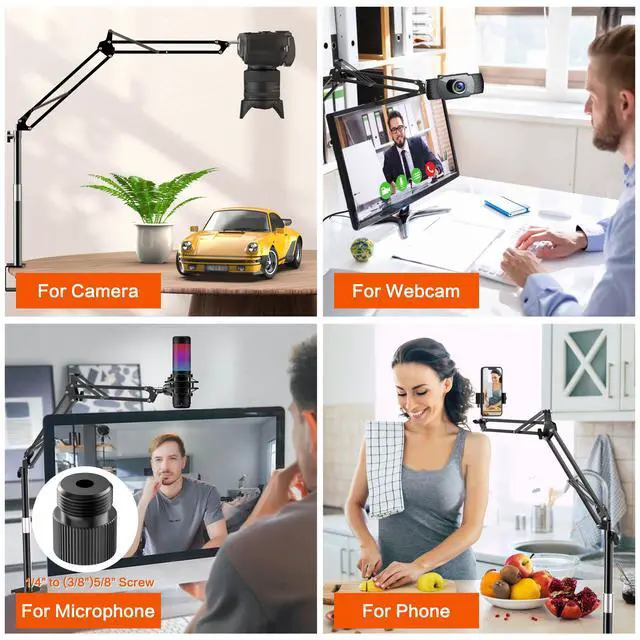 Alt view image 7 of 7 - Overhead Camera Mount, Desk Camera Mount with Articulating Arm