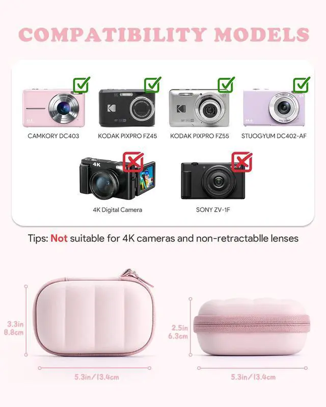 Alt view image 2 of 7 - Digital Camera Case for CAMKORY/KODAK PIXPRO with SD Card Storage, Pink