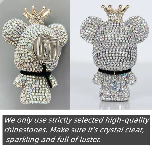 Alt view image 6 of 7 - Cute Car Accessories, Bling Crystal Bear Car Air Freshener With Vent Clip,Rhinestone Aesthetic Car Decor Interior Decoration (BLACK)
