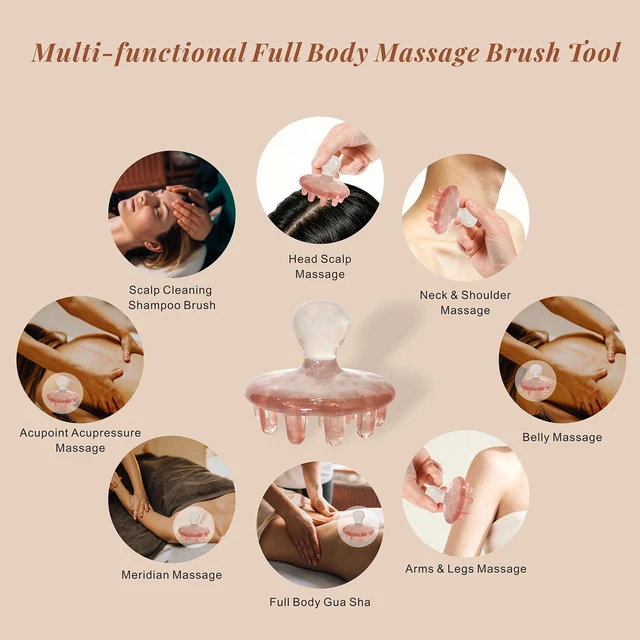 Alt view image 5 of 6 - Head Scalp Massage Tool Meridian Acupoint Massager Brush Hair Scrubber Pink