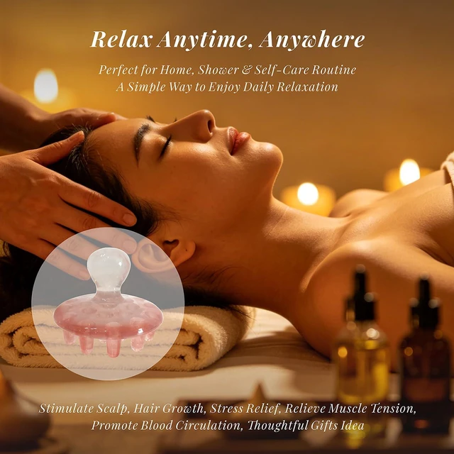 Alt view image 6 of 6 - Head Scalp Massage Tool Meridian Acupoint Massager Brush Hair Scrubber Pink
