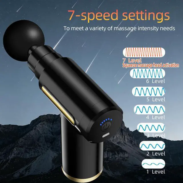 Alt view image 3 of 7 - Massage Gun, Electric Massager, Suitable for Whole Body to Relieve Fatigue, Replaceable Massage Head Impact Massager, The Best Choice for Gift Giving (Black-720)