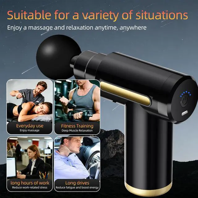 Alt view image 2 of 7 - Massage Gun, Electric Massager, Suitable for Whole Body to Relieve Fatigue, Replaceable Massage Head Impact Massager, The Best Choice for Gift Giving (Black-720)
