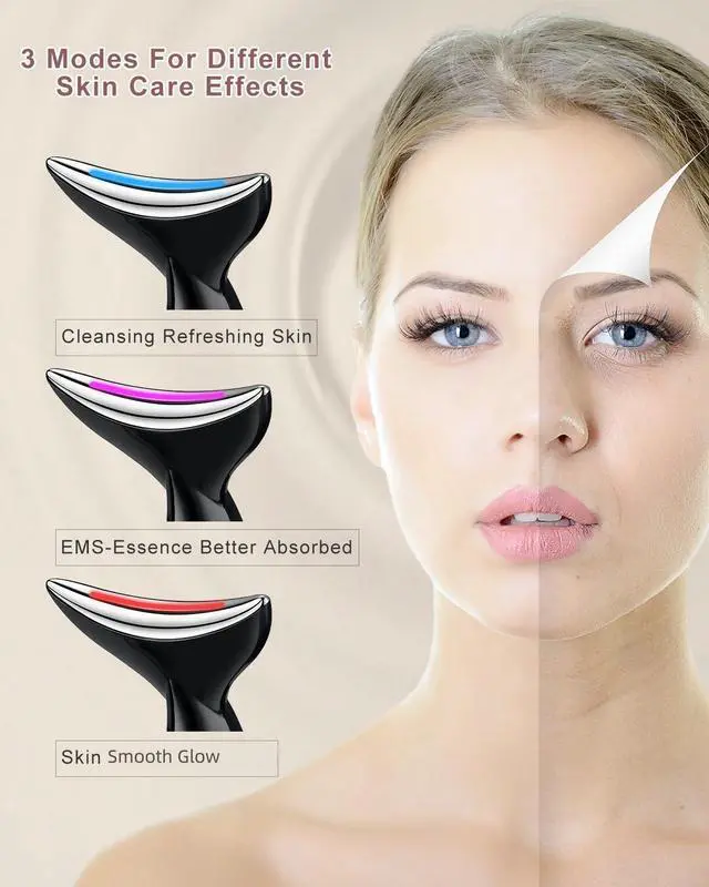 Alt view image 3 of 7 - Face and Neck Massger for Skin Care Electric Face Neck Lifting Massager with 45 Heat & 3 Massage Modes for Wrinkles Facial Neck Massager (Black)