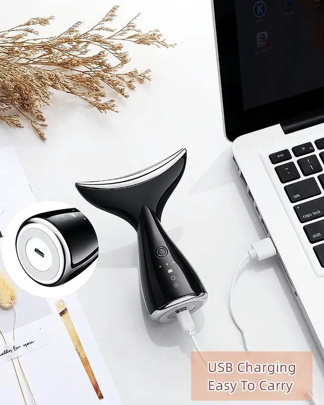 Alt view image 5 of 7 - Face and Neck Massger for Skin Care Electric Face Neck Lifting Massager with 45 Heat & 3 Massage Modes for Wrinkles Facial Neck Massager (Black)
