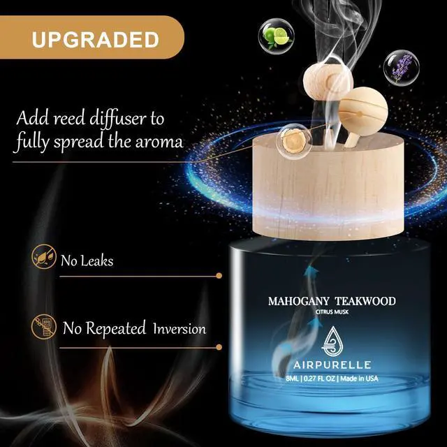 Alt view image 4 of 7 - Car Air Freshener Hanging 2 Pack Car Air Fresheners Diffuser - Mahogany Teakwood Fragrance Oil Air Diffuser for Car, 45+ days Long Lasting Car Fresheners Fragrance, Two 0.27 FL OZ/8ML Made in USA