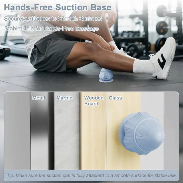 Alt view image 3 of 7 - Mini Hands-Free Muscle Massager with Heat & Vibration, Compact Deep Tissue Trigger Point Recovery Massager with Suction Base for Back, Shoulders, Arms, Legs & Feet