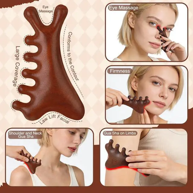 Alt view image 5 of 7 - 3 Pcs Wooden Head Scalp Massager Comb, Long Handle Head Massage Tool for Relaxation Hair Gua Sha Comb