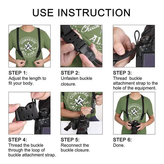 Alt view image 6 of 6 - Camera Strap, Cross Shoulder Straps, Quick Release Chest Harness