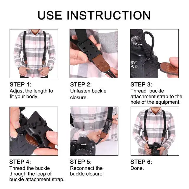 Alt view image 7 of 7 - Camera Strap, Cross Shoulder Straps, Quick Release Chest Harness