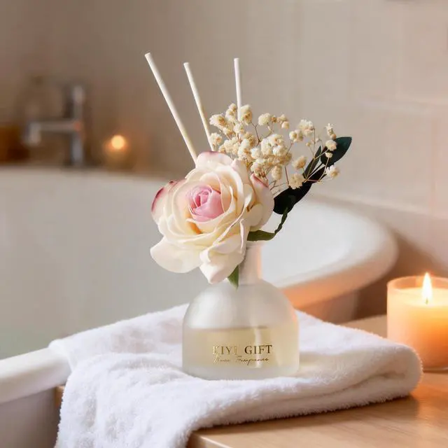 Alt view image 6 of 7 - Reed Diffuser Set, 4.06 oz Scent Diffuser with 6 Sticks,Home Fragrance,Reed Diffuser for Bathroom Shelf Decor Crisp Linen