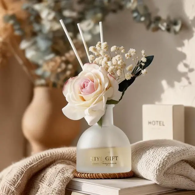 Alt view image 7 of 7 - Reed Diffuser Set, 4.06 oz Scent Diffuser with 6 Sticks,Home Fragrance,Reed Diffuser for Bathroom Shelf Decor Crisp Linen
