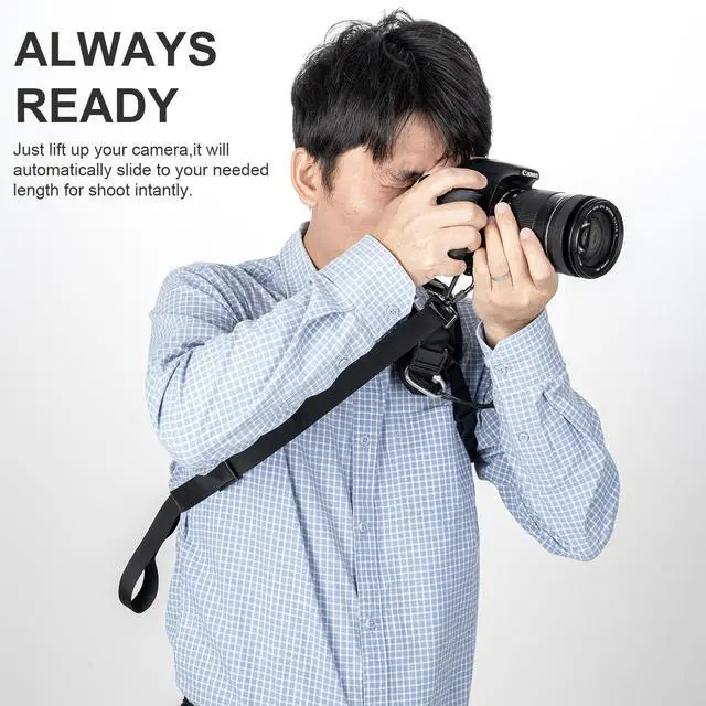 Alt view image 4 of 7 - JD-F1 Single-Shoulder Camera Strap with Quick-Release Buckle and Safety Cord, Suitable for Nikon, Canon, Sony and Olympus DSLR Cameras, Black
