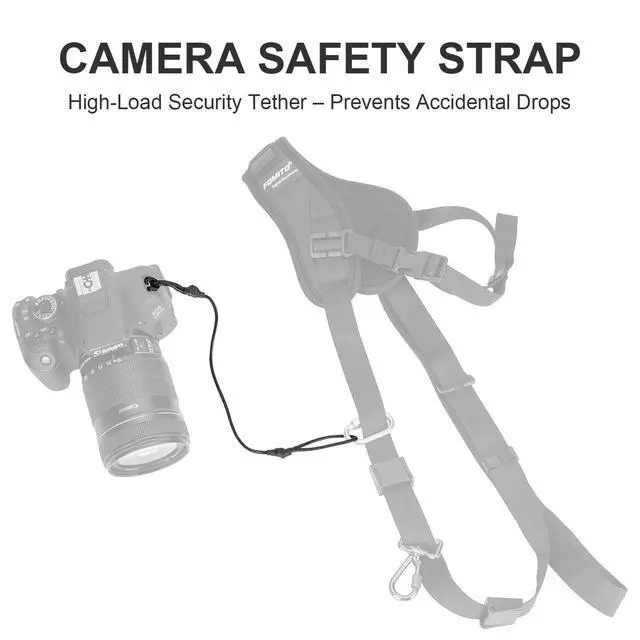 Alt view image 7 of 7 - JD-F1 Single-Shoulder Camera Strap with Quick-Release Buckle and Safety Cord, Suitable for Nikon, Canon, Sony and Olympus DSLR Cameras, Black