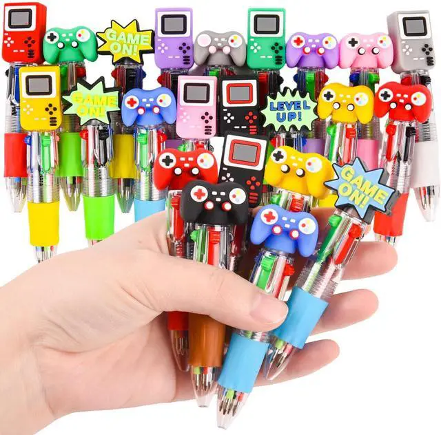 Main image of 25 Pcs Video Game Multicolor Pen in One Cartoon Cute Fun 4-in-1 Cute Pens Bulk Kawaii Game Handle Level Up Games Console Shape Cool Ballpoint Pens for Fun Gifts