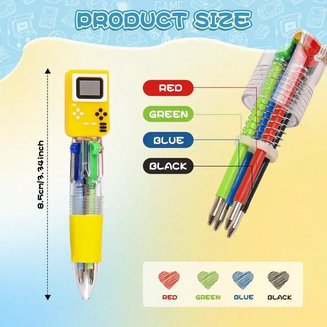 Alt view image 2 of 5 - 25 Pcs Video Game Multicolor Pen in One Cartoon Cute Fun 4-in-1 Cute Pens Bulk Kawaii Game Handle Level Up Games Console Shape Cool Ballpoint Pens for Fun Gifts