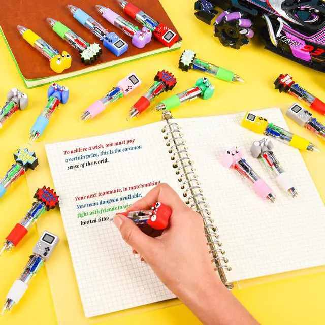 Alt view image 4 of 5 - 25 Pcs Video Game Multicolor Pen in One Cartoon Cute Fun 4-in-1 Cute Pens Bulk Kawaii Game Handle Level Up Games Console Shape Cool Ballpoint Pens for Fun Gifts
