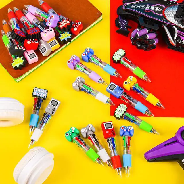 Alt view image 5 of 5 - 25 Pcs Video Game Multicolor Pen in One Cartoon Cute Fun 4-in-1 Cute Pens Bulk Kawaii Game Handle Level Up Games Console Shape Cool Ballpoint Pens for Fun Gifts