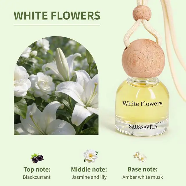 Alt view image 2 of 7 - Car Air Freshener Diffuser 2 Pack Hanging Air Freshener Diffuser - Jasmine Lily Scent Car Fresheners 120 days Long Lasting Vent Clip 0.34 oz Each Automotive Air Fresheners Gifts for Women Birthday