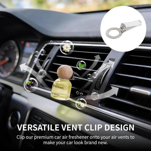 Alt view image 4 of 7 - Car Air Freshener Diffuser 2 Pack Hanging Air Freshener Diffuser - Jasmine Lily Scent Car Fresheners 120 days Long Lasting Vent Clip 0.34 oz Each Automotive Air Fresheners Gifts for Women Birthday