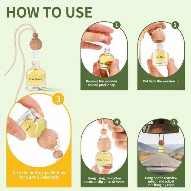 Alt view image 6 of 7 - Car Air Freshener Diffuser 2 Pack Hanging Air Freshener Diffuser - Jasmine Lily Scent Car Fresheners 120 days Long Lasting Vent Clip 0.34 oz Each Automotive Air Fresheners Gifts for Women Birthday