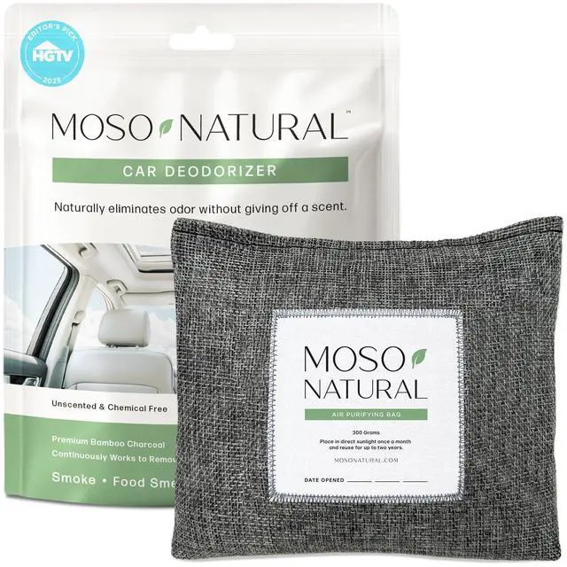 Main image of l Car Odor Eliminator & Charcoal Odor Absorber, Bamboo Charcoal Air Purifying Bag for Cars, Trucks, SUVs, RVs & Boats Unscented Deodorizer, Lasts 2 Years, HGTV Editors' Pick