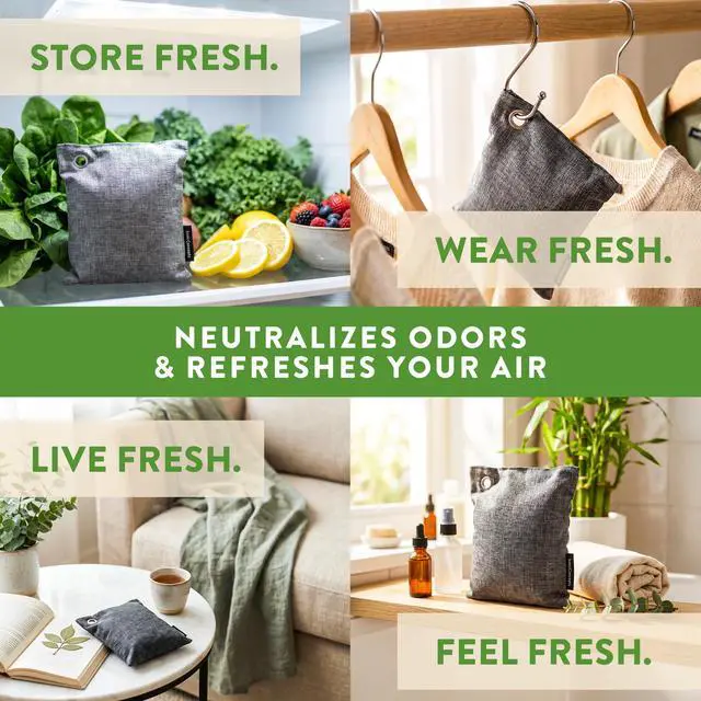 Alt view image 5 of 7 - Charcoal Odor Absorber for Strong Odor (6 Pack, 100g each), Bamboo Charcoal Air Purifying Bag, Basement Musty Odor Eliminator Deodorizer, Activated Charcoal Odor Absorber for Closet, Shoe, Car