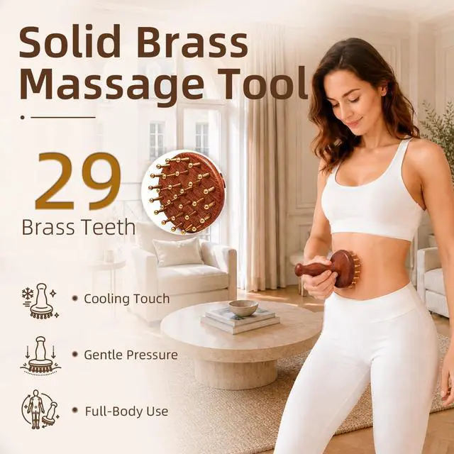 Alt view image 2 of 7 - Meridian Massage Brush for Belly, 29-Teeth Brass Head Massage Tool