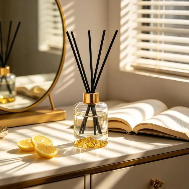 Alt view image 4 of 7 - Reed Diffuser Set, Lemon Verbena Oil Diffusers 5.07 fl oz Scented Diffuser with Sticks Home Fragrance Reed Diffuser for Bathroom Shelf Decor